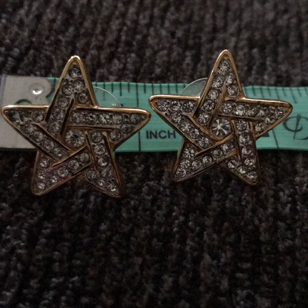 Swarovski gold tone and crystal star earrings